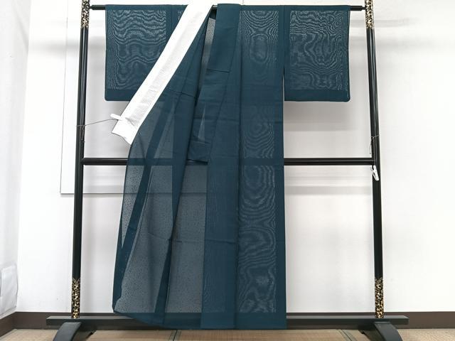 平和屋着物＊夏物　色無地　縦絽　高麗納戸色　正絹　逸品　CABJ4026xi