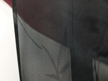 平和屋着物＊夏物　小紋　紗　枝楓文　黒地　正絹　逸品　CABJ4027xi