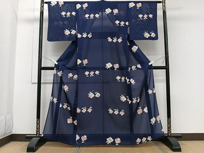 平和屋着物＊夏物　小紋　絽　草花文　正絹　逸品　未使用　CABJ4028xi
