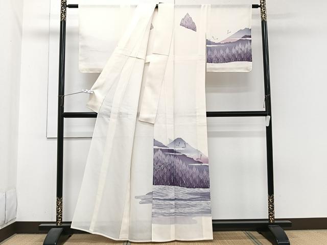 平和屋着物＊夏物　訪問着　菱紗　遠山飛鳥文　正絹　逸品　未使用　CABJ4031xi