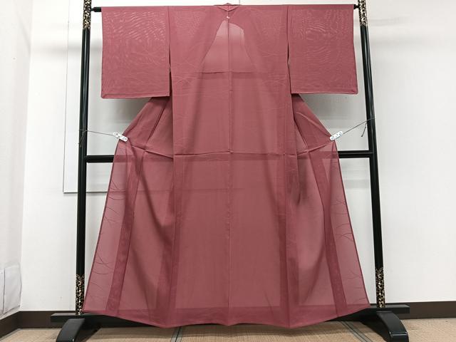 平和屋着物＊夏物　色無地　絽　芝重ね紋紗　蘇芳香色　正絹　逸品　未使用　CABJ4032xi