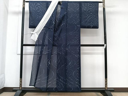 平和屋着物＊夏物　小紋　紋紗　流水トンボ　さが美扱い　正絹　逸品　CABJ4035xi
