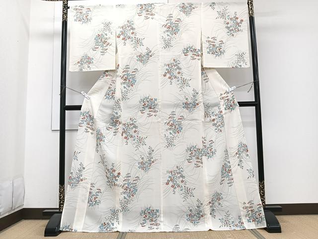 平和屋着物＊夏物　小紋　絽　枝草花　正絹　逸品　CABJ4036xi