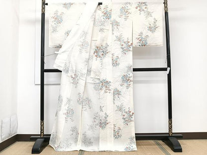 平和屋着物＊夏物　小紋　絽　枝草花　正絹　逸品　CABJ4036xi