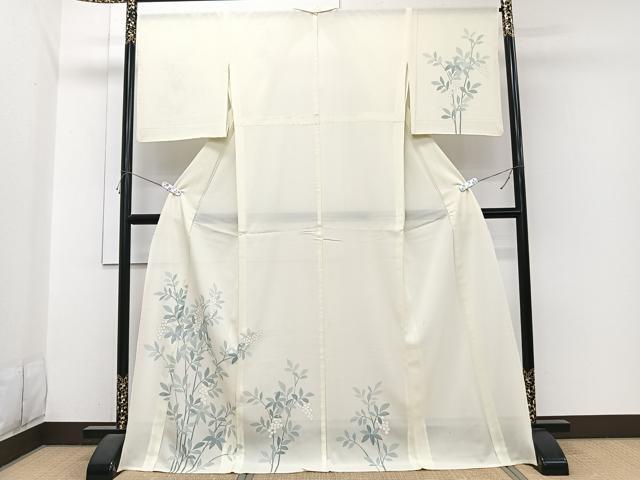 平和屋着物＊夏物　訪問着　絽　南天文　銀彩　ロング丈　正絹　逸品　CABJ4037xi