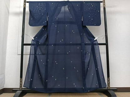 平和屋着物＊夏物　小紋　絽　ろうけつ染め　草花文　正絹　逸品　CABJ4038xi