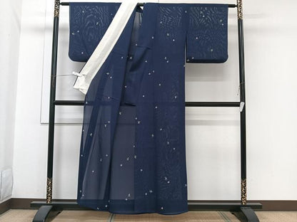 平和屋着物＊夏物　小紋　絽　ろうけつ染め　草花文　正絹　逸品　CABJ4038xi