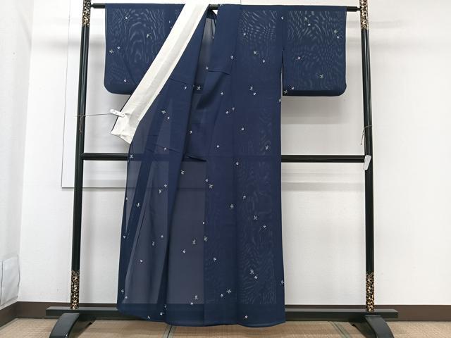 平和屋着物＊夏物　小紋　絽　ろうけつ染め　草花文　正絹　逸品　CABJ4038xi