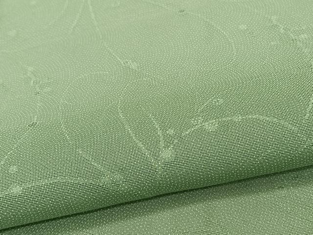 平和屋着物＊夏物　小紋　紗　枝花文　老竹色　正絹　逸品　CABJ4041xi