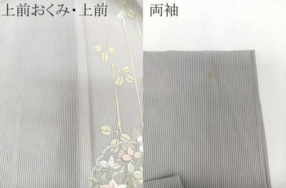 平和屋着物＊夏物　訪問着　縦絽　刺繍　草花文　暈し染め　金銀彩　正絹　逸品　未使用　CABJ4044xi