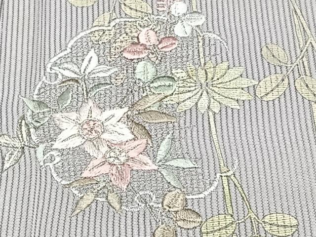 平和屋着物＊夏物　訪問着　縦絽　刺繍　草花文　暈し染め　金銀彩　正絹　逸品　未使用　CABJ4044xi
