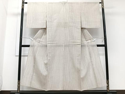 平和屋着物＊夏物　夏結城　100亀甲　総詰め　よろけ縞　正絹　逸品　CABJ4047xi
