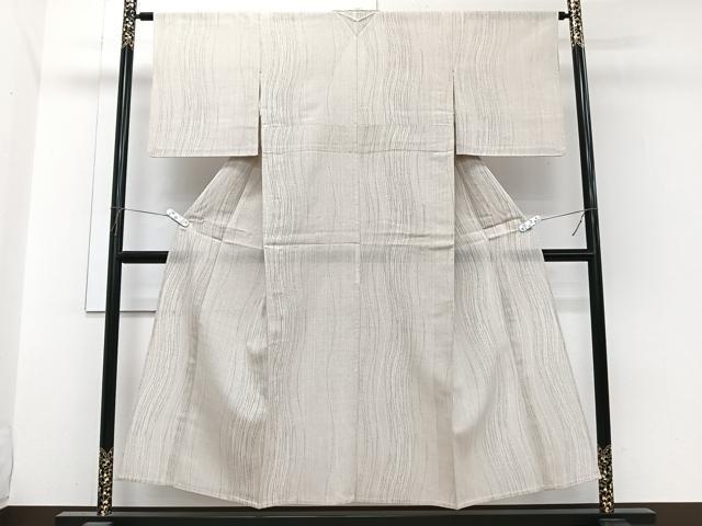 平和屋着物＊夏物　夏結城　100亀甲　総詰め　よろけ縞　正絹　逸品　CABJ4047xi