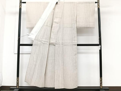 平和屋着物＊夏物　夏結城　100亀甲　総詰め　よろけ縞　正絹　逸品　CABJ4047xi