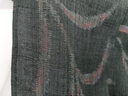 平和屋着物＊夏物　紬　唐草文　正絹　逸品　CABJ4054xi