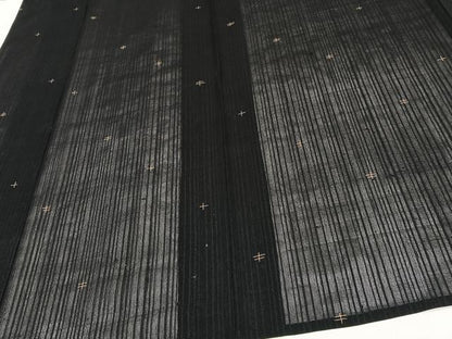 平和屋着物＊夏物　紗紬　十字文様　黒地　正絹　逸品　CABJ4056xi