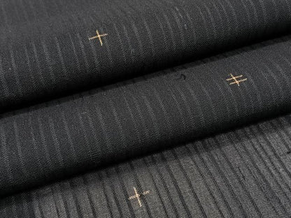 平和屋着物＊夏物　紗紬　十字文様　黒地　正絹　逸品　CABJ4056xi