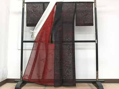 平和屋着物＊夏物　小紋　紗　枝笹文　やまと誂製　正絹　逸品　未使用　CABJ4057xi