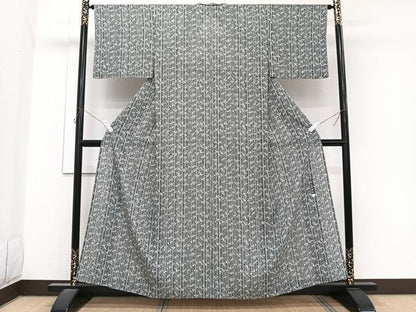 平和屋着物＊夏物　小紋　絽　笹竹文　正絹　逸品　CABJ4058xi