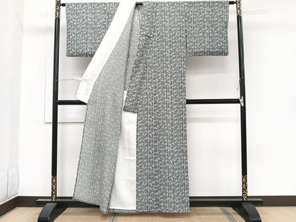 平和屋着物＊夏物　小紋　絽　笹竹文　正絹　逸品　CABJ4058xi