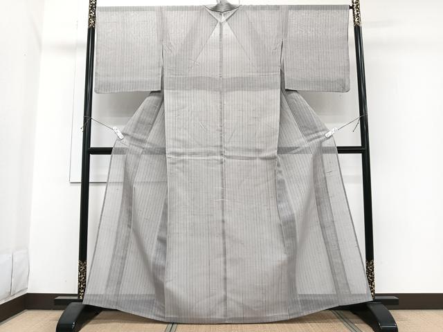 平和屋着物＊夏物　紗紬　縞　正絹　逸品　CABJ4060xi