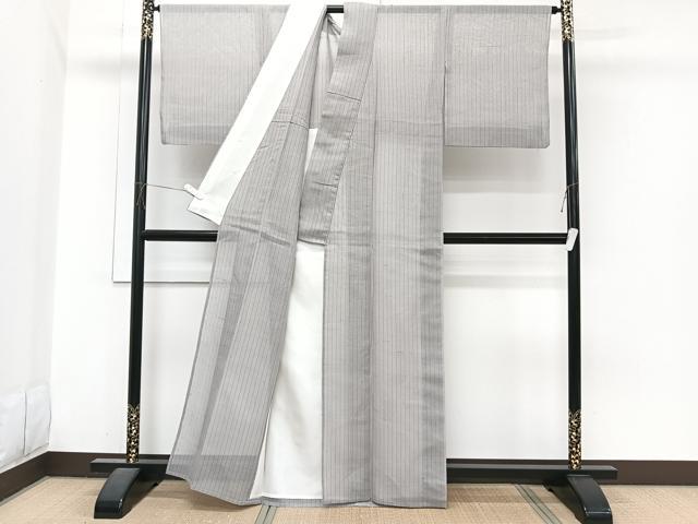平和屋着物＊夏物　紗紬　縞　正絹　逸品　CABJ4060xi