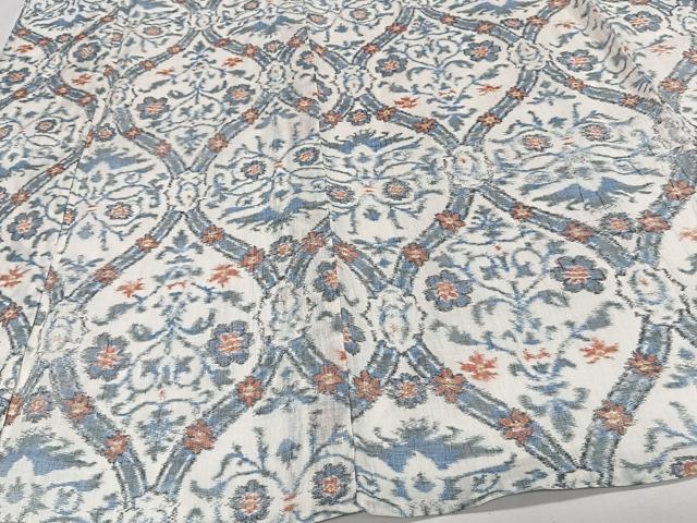 平和屋着物＊夏物　本場小千谷縮　花唐草文　麻　逸品　CABJ4062xi