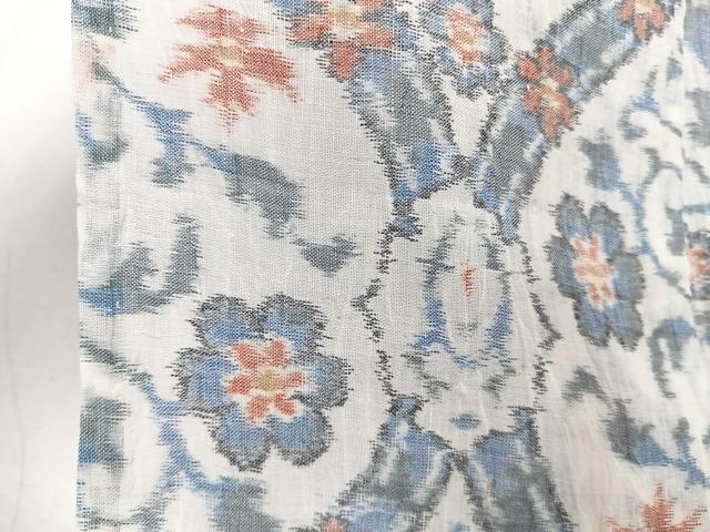 平和屋着物＊夏物　本場小千谷縮　花唐草文　麻　逸品　CABJ4062xi