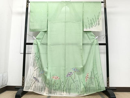 平和屋着物＊夏物　訪問着　紗　駒刺繍　番傘　金彩　正絹　逸品　CABJ4064xi