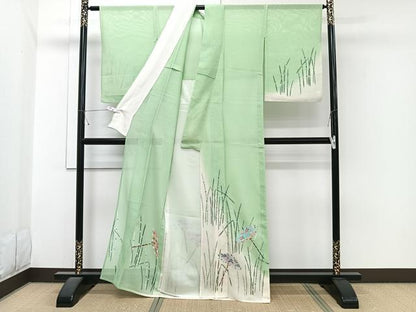 平和屋着物＊夏物　訪問着　紗　駒刺繍　番傘　金彩　正絹　逸品　CABJ4064xi