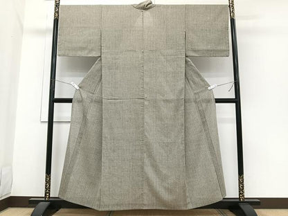 平和屋着物＊夏物　紗紬　縞　正絹　逸品　CABJ4065xi