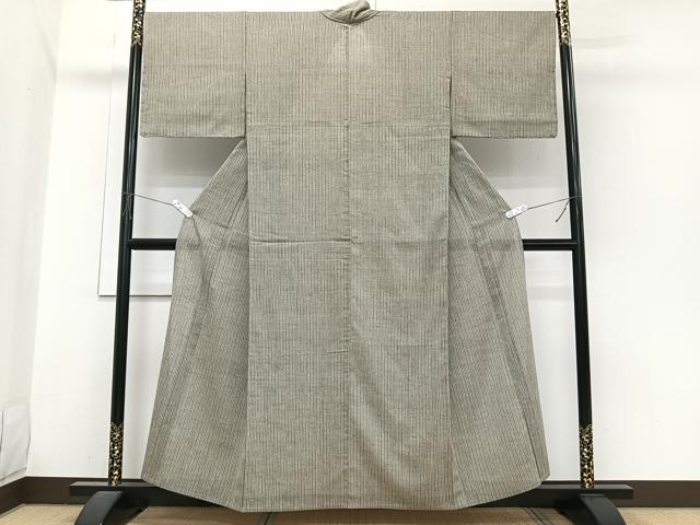 平和屋着物＊夏物　紗紬　縞　正絹　逸品　CABJ4065xi