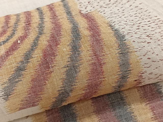 平和屋着物＊夏物　本場小千谷縮　幾何学文　麻　逸品　CABJ4066xi