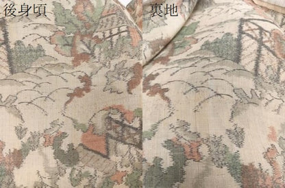 平和屋着物＊夏物　上布　風景文　麻　逸品　CABJ4067xi