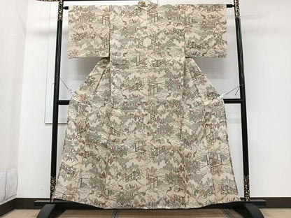 平和屋着物＊夏物　上布　風景文　麻　逸品　CABJ4067xi