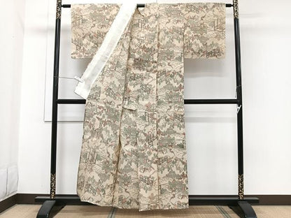 平和屋着物＊夏物　上布　風景文　麻　逸品　CABJ4067xi