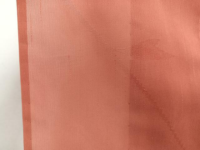 平和屋着物＊夏物　色無地　枝葉紋紗　鉛丹色　正絹　逸品　未使用　CABJ4070xi