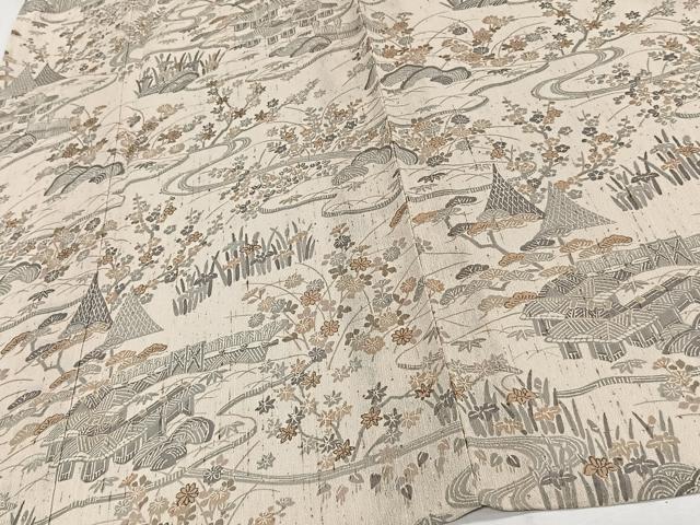 平和屋着物＊夏物　訪問着　ぜんまい紬　紗　風景文　正絹　逸品　CABJ4073xi