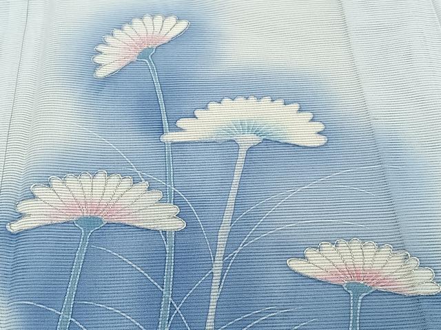 平和屋着物＊夏物　訪問着　絽　枝菊文　銀彩　洗える着物　CABJ4082xi