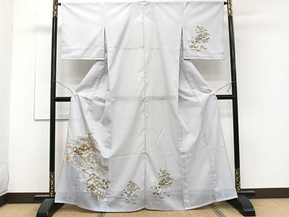 平和屋着物＊夏物　訪問着　絽　風景文　松竹梅　金彩　洗える着物　未使用　CABJ4087xi