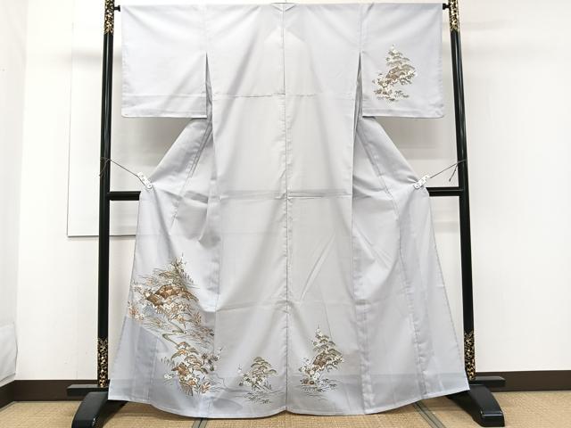 平和屋着物＊夏物　訪問着　絽　風景文　松竹梅　金彩　洗える着物　未使用　CABJ4087xi