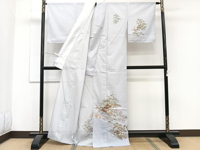 平和屋着物＊夏物　訪問着　絽　風景文　松竹梅　金彩　洗える着物　未使用　CABJ4087xi