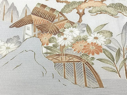 平和屋着物＊夏物　訪問着　絽　風景文　松竹梅　金彩　洗える着物　未使用　CABJ4087xi