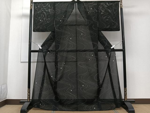 平和屋着物＊夏物　小紋　絽　流水文　さんび謹製　洗える着物　CABJ4089xi