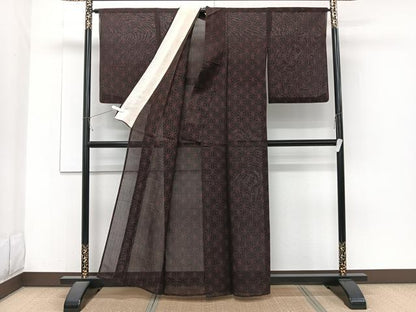 平和屋着物＊夏物　紗紬　麻の葉文　正絹　逸品　CABJ4090xi