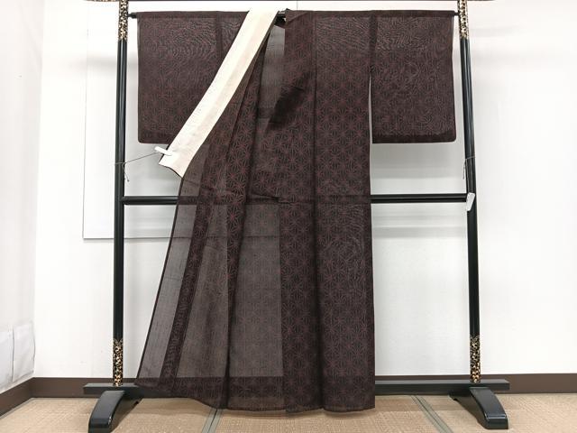平和屋着物＊夏物　紗紬　麻の葉文　正絹　逸品　CABJ4090xi