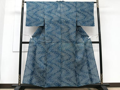 平和屋着物＊夏物　小紋　変わり絽　藍　型染め　小花文　正絹　逸品　未使用　CABJ4091xi