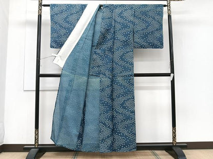 平和屋着物＊夏物　小紋　変わり絽　藍　型染め　小花文　正絹　逸品　未使用　CABJ4091xi