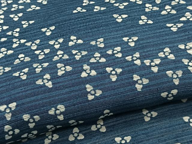 平和屋着物＊夏物　小紋　変わり絽　藍　型染め　小花文　正絹　逸品　未使用　CABJ4091xi