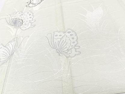 平和屋着物＊夏物　訪問着　絽　駒刺繍　舞蝶文　銀彩　正絹　逸品　CABJ4092xi